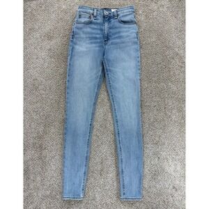 Rag & Bone Nina High-Rise Skinny Jeans Women's 24 Blue 'Sailor Town' w/Heel Wear